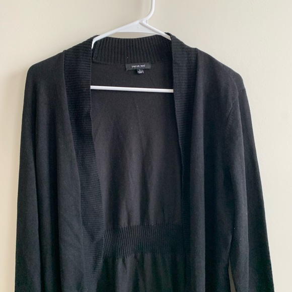 Verve Ami long sleeve black open cardigan sweater - Picture 3 of 5